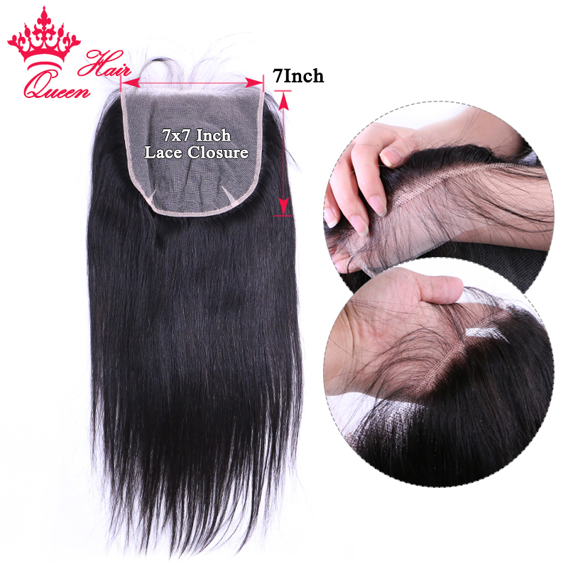 

100% Unprocessed Virgin Human Transparent Lace size 7X7 Top Swiss Lace Closure Body Wave / Straight 16 18 20inch Queen Hair Products Natural Color, 7x7 lace straight