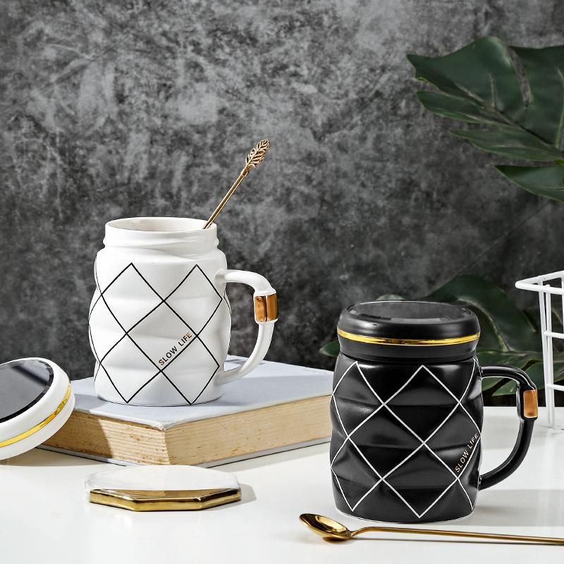 

Mugs Simple Ceramic Cup Household Breakfast Personality Mug With Valentine's Day Gift Office Coffee Cups