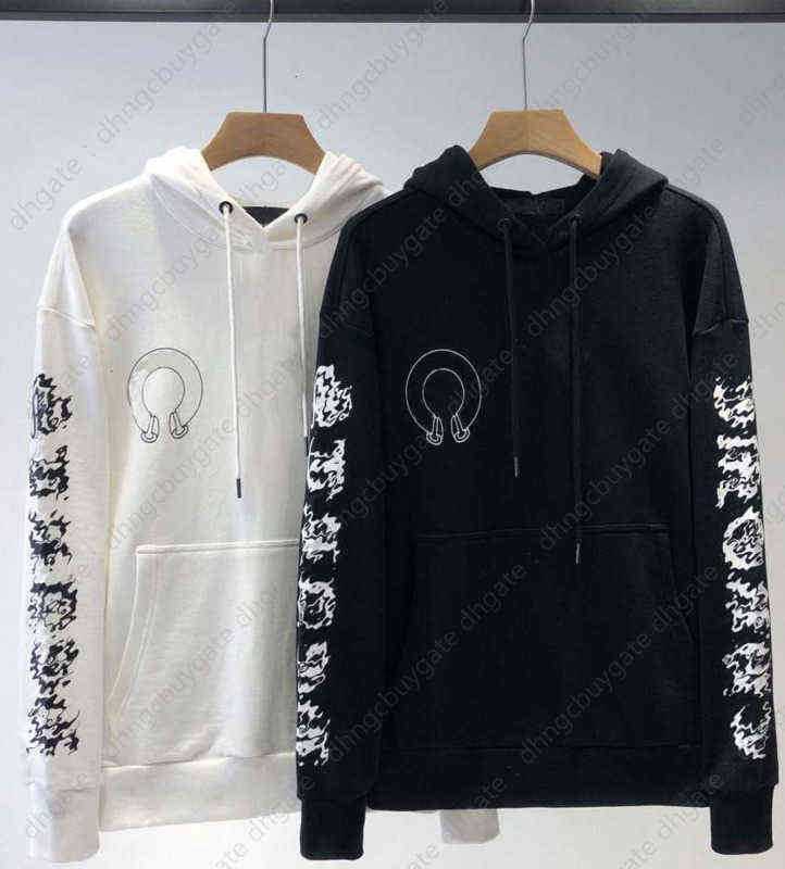 

s Hoodies & Sweatshirts Chrome*hearts Heart Early Autumn Cross Flower Arm Front Back Horseshoe Decoration Mens 21ss and, Black