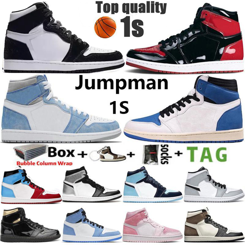 

2022 Jumpman 1 OG 1s Mens Basketball Shoes Bred Patent Hyper Royal University Blue Electro Orange Lucky Green Prototype Men Women Sneakers Trainers, Box