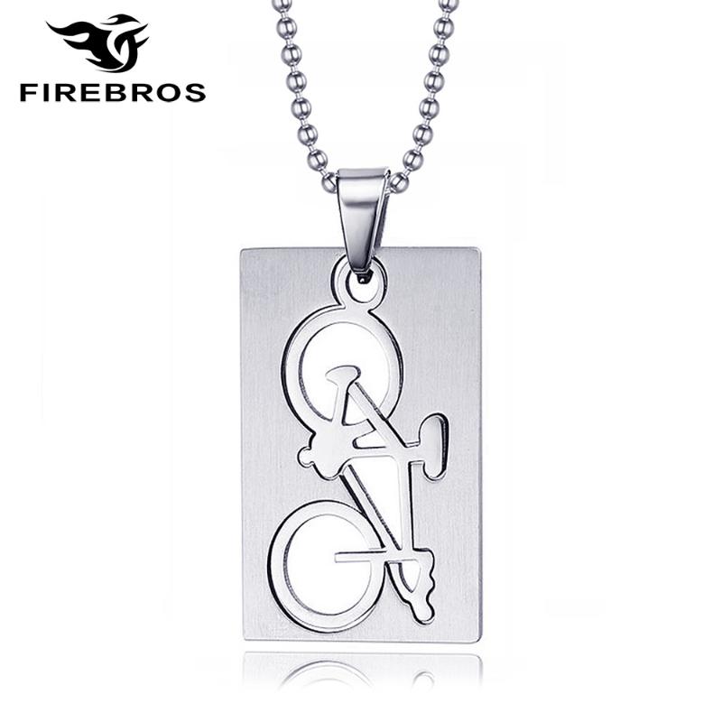 

Pendant Necklaces FIREBROS 2021 Silver Color Titanium Stainless Steel Bike Dog Tag Necklace Men Women Jewelry Gift Drop