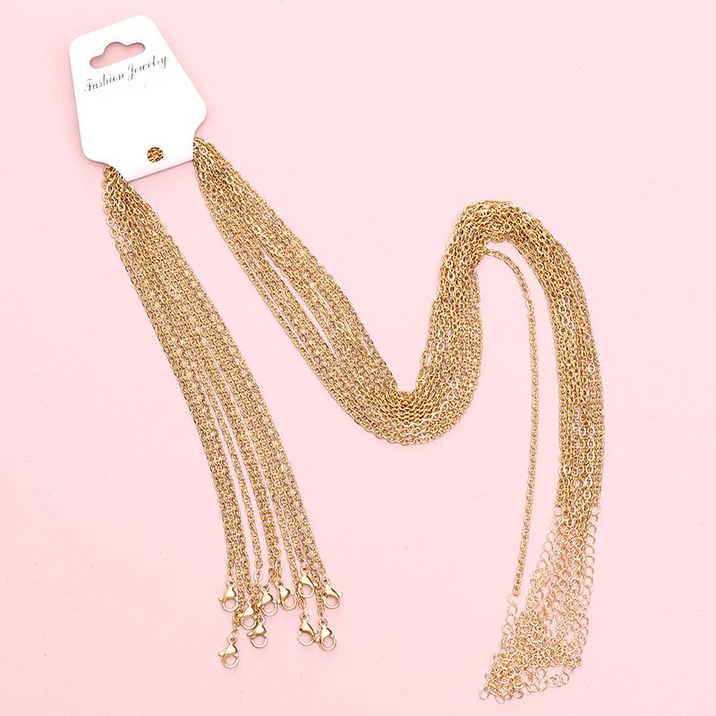 

Chains 10pcs/lot DIY Stainless Steel Link 3 Colors Necklaces Jewelry Gifts Cuban Suit Wholesale Bulk Sale, Silver