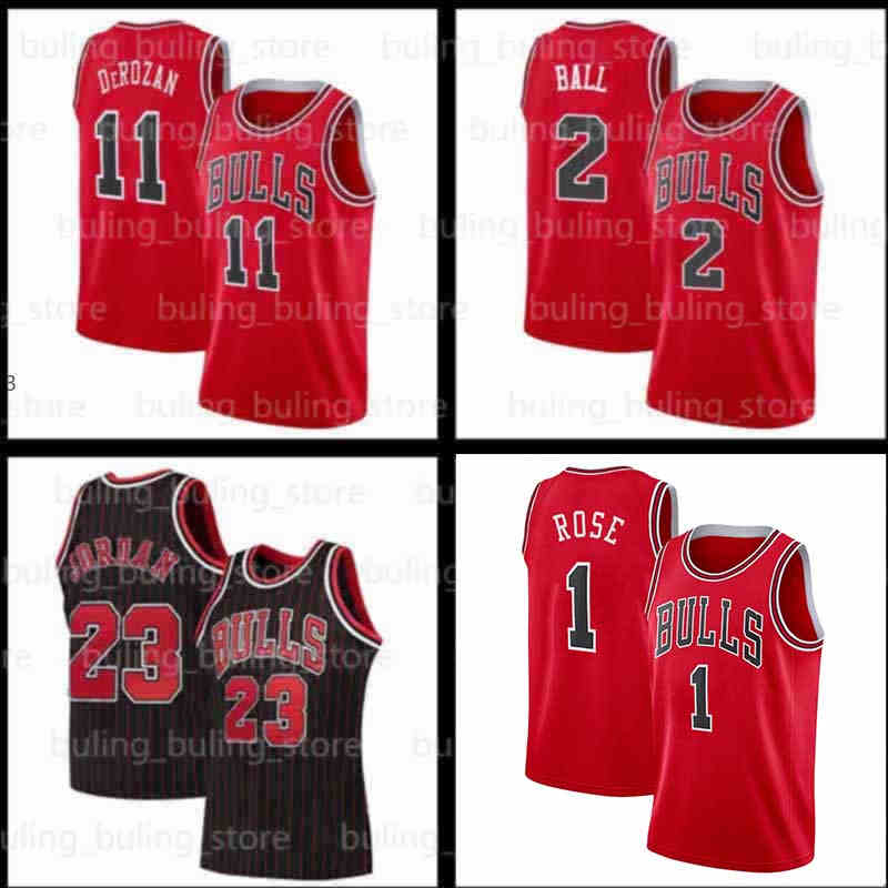 

DeMar Lonzo 2 Ball 11 DeRozan Basketball Jersey Derrick 1 Rose Michael MJ Scottie 33 Pippen Dennis 91 Rodman ChicagoBullsMen You, Black;red