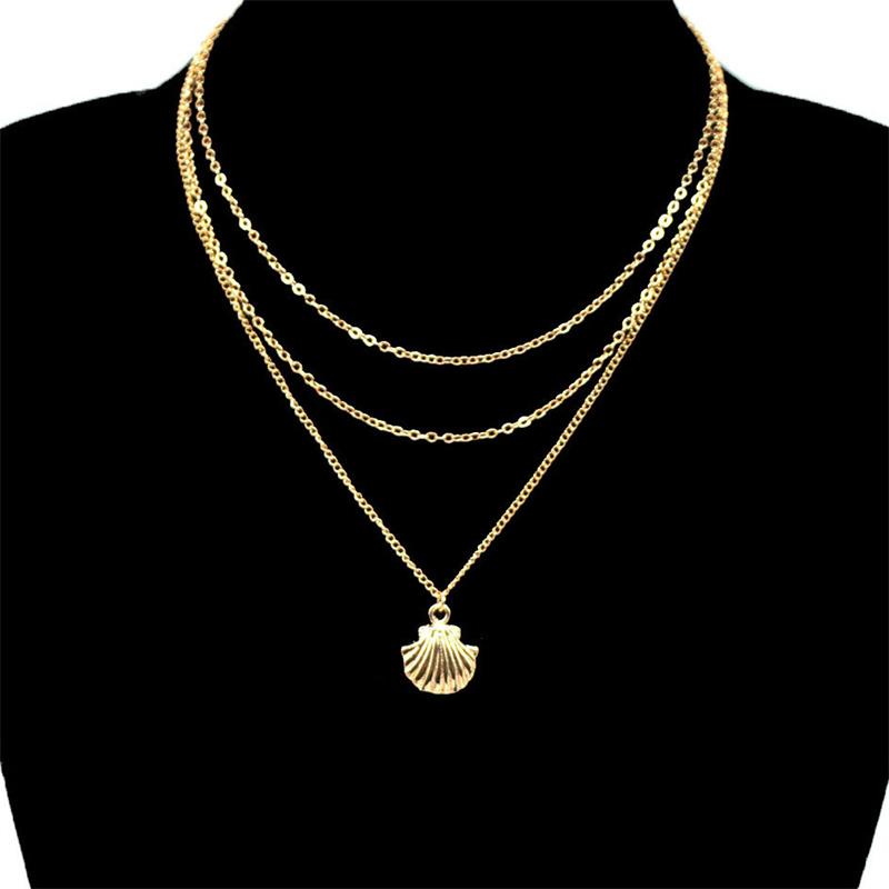 Chains Bohemian Style Elegant Shell Pendant Necklace Fashion Creative Light Luxury Simple Level Women's Jewelry-image-721247950