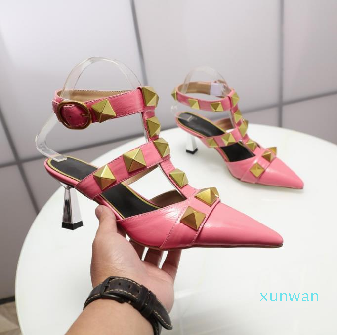 

2022-Luxury new women's fashion cow patent leather high heel sandals top quality 6.5cm