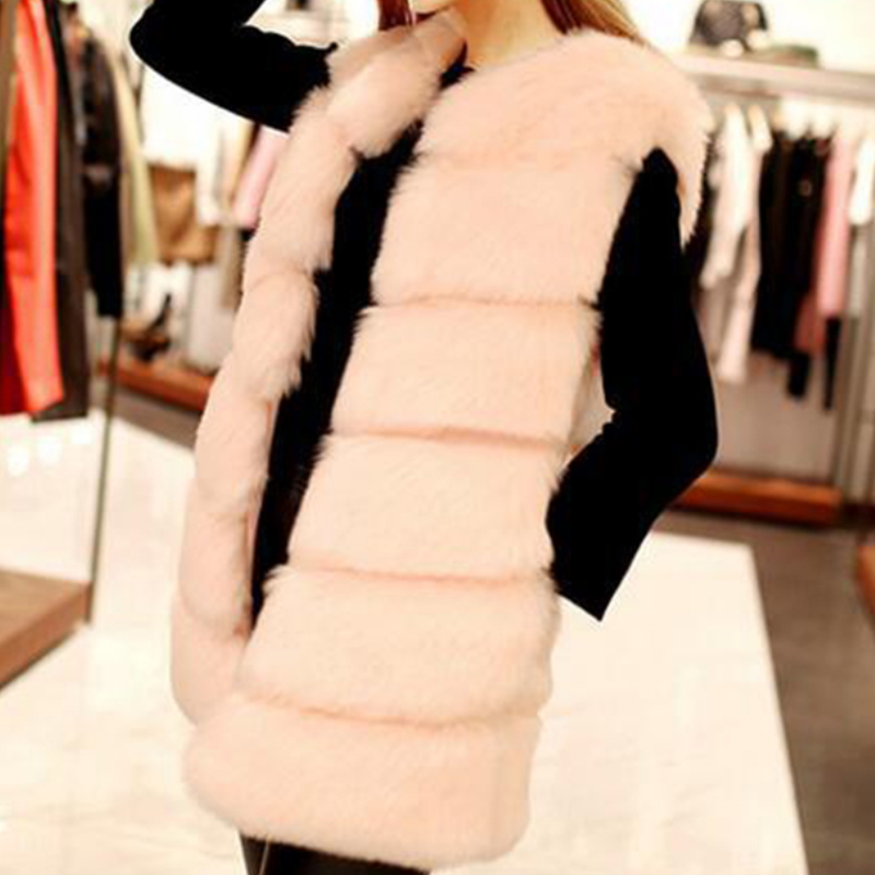 

New Faux Fur New Fashion Vest Women's Stitching Fox Fur, Black