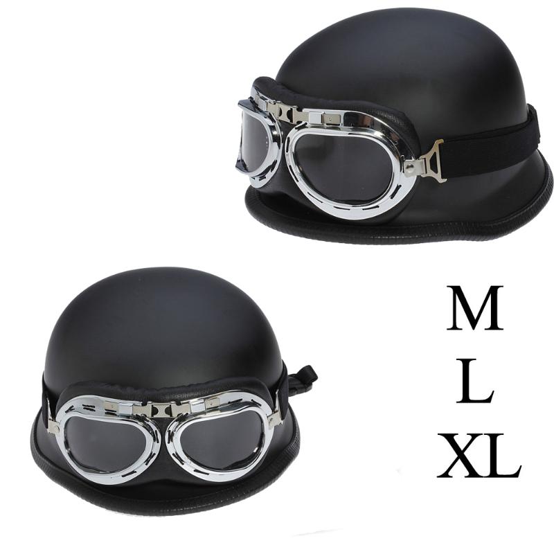 

Motorcycle Helmets DOT Approved Retro Helmet WWII Big German Half Scooter Cross Country Motorbike Casco With Goggles Rider, Only multi goggle