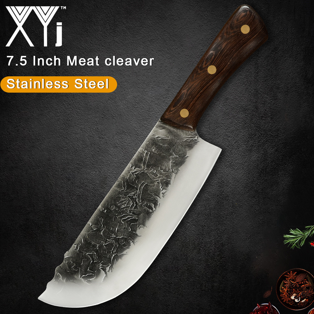 

XYj Handmade Forged Sicing Chef Knife 7.5 inc Stainesss Stee Saughter Meat Fish Bone Cutter Sushi Sashimi Santoku Ceaver