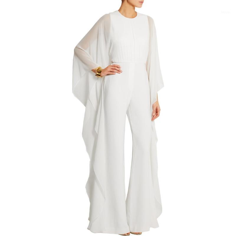 

Women's Jumpsuits & Rompers Chiffon Bat Sleeve Wide Legs Formal Evening Jumpsuit Full Long White Women Sexy, Black;white