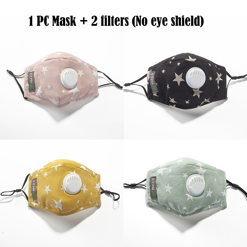

Children Cotton Party Masks with 2 Filters and Removable Eyes Shield Anti-dust Pm2.5 Washable Kids Face Mask Fashion Printed Cover
