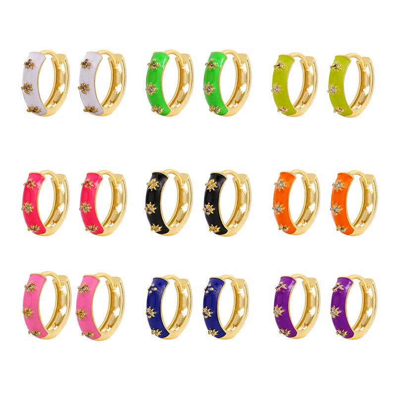 

Hoop & Huggie 2021 Arrivals Color Oil Drop Earrings For Women Fashion Simple Jewelry Party Gift