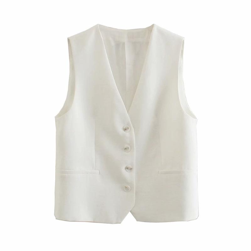 

Women's Vests 2021 Spring Fashion Elegant White Suit Vest Short Jacket