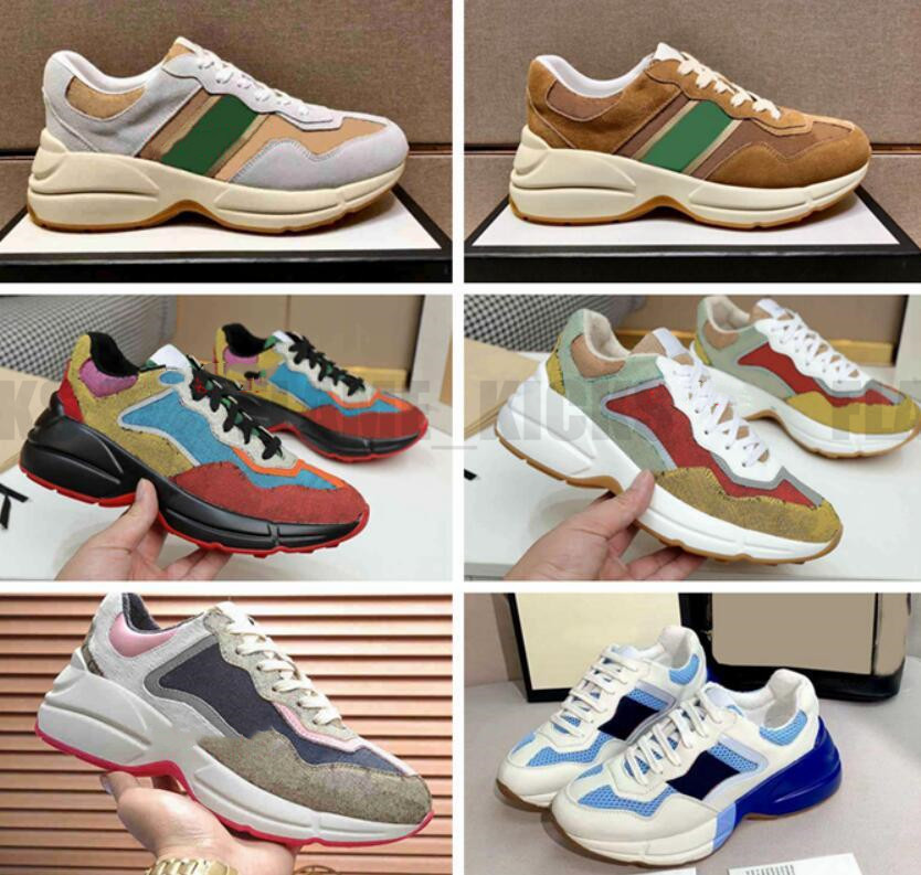 

2021 Rhyton Sneakers shoe Men women Trainers Vintage Luxury Chaussures Ladies sport Shoes runner Sneaker, Box