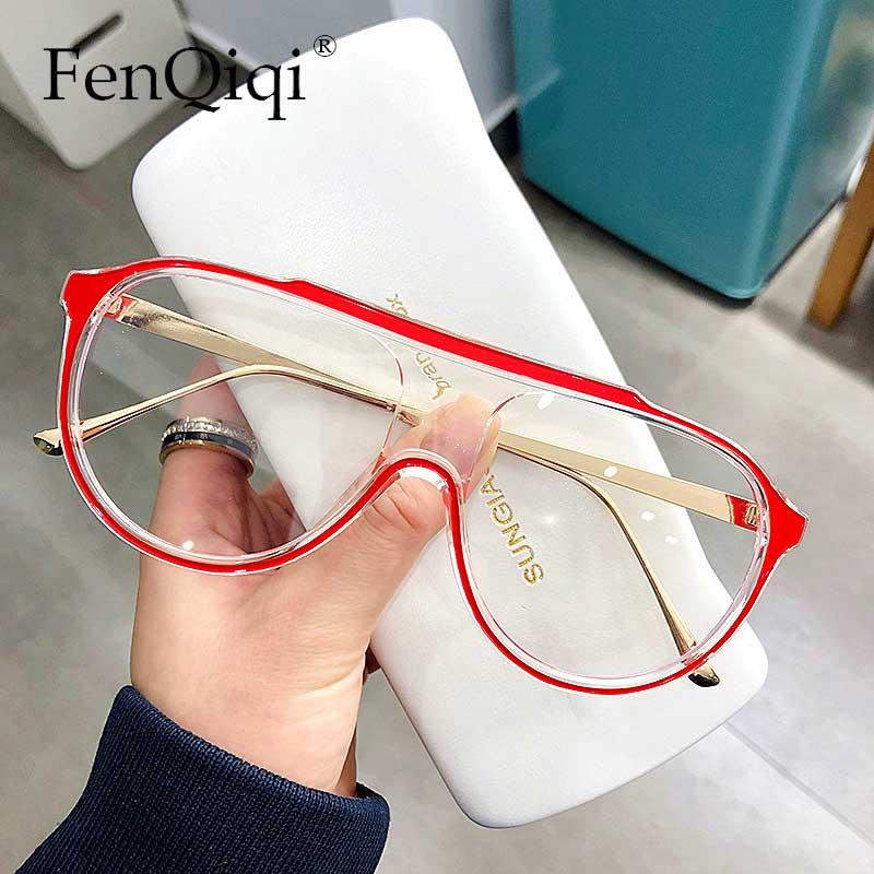 

Fashion Sunglasses Frames Oversized Goggles Optical Glasses Anti-Blue Light Eye Brand Designer Metal One Piece Wear Zonnebril Dames