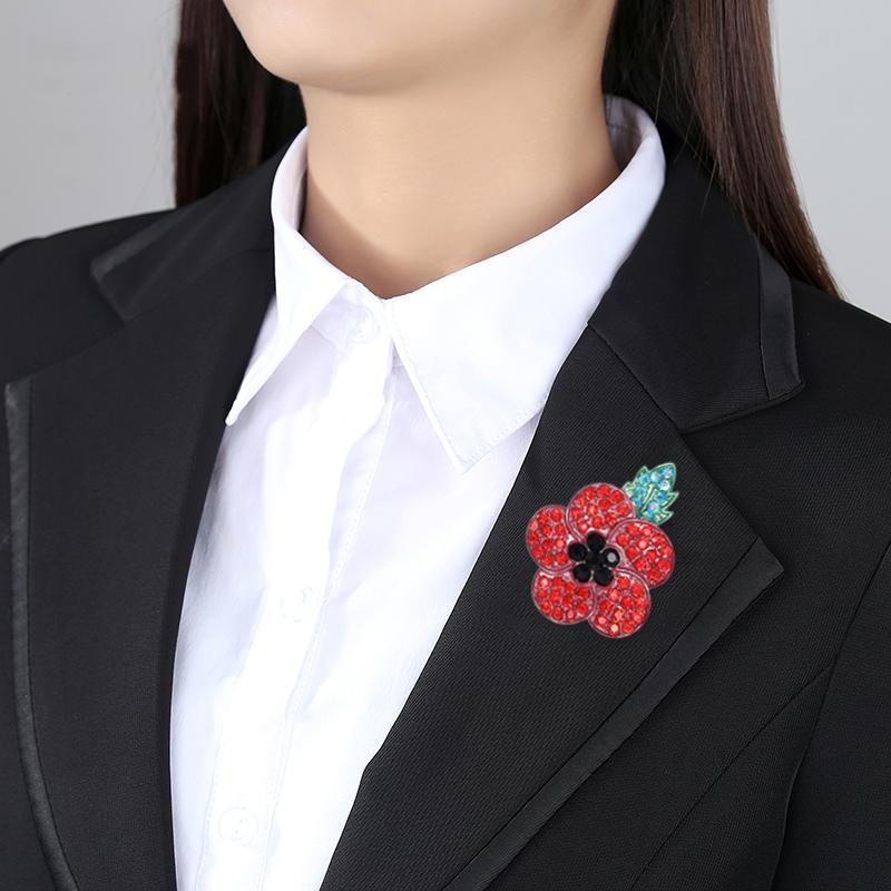

Pins, Brooches Poppy Brooch Badges Crystal Enamel Red Badge Lapel Collection Art Deco Oval Shaped Pins, Gray