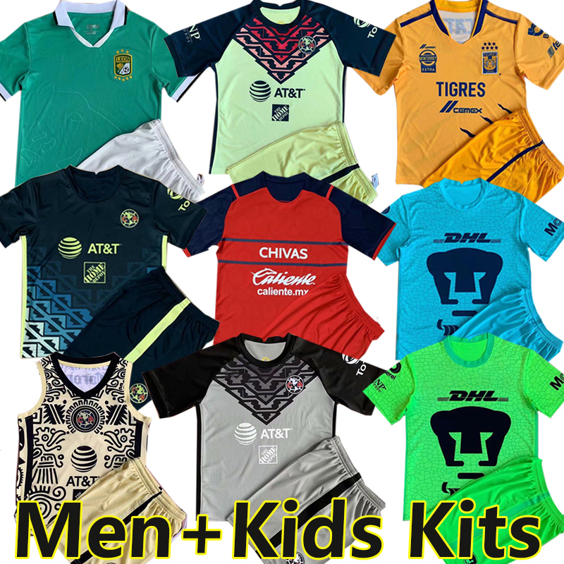 

2021 Liga MX men+Kids kits soccer jerseys Club America Lions C.DOMINGUEZ O.PERALTA P.AGUILAR camisetas de Fútbol 21/22 Léon Tigres Chivas GIOVANI CACERES football shirt