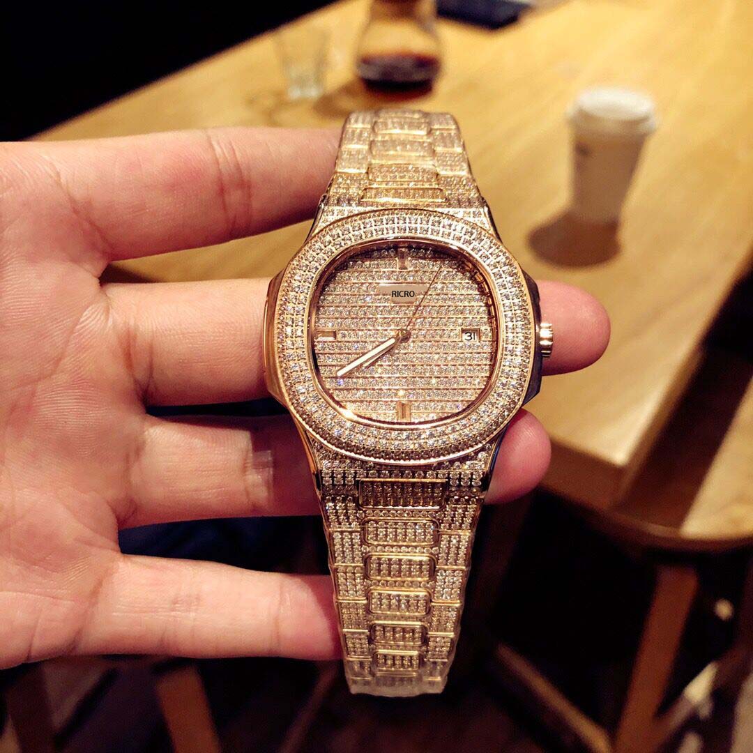 

Luxury watch master automatic mechanical movement fluorescent scale pointer men's top full diamond classic sapphire glass waterproof wholesale and retail