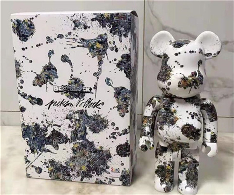 

New style 400% 28CM Bearbrick The ABS Splash-ink Fashion bear Chiaki figures Toy For Collectors Be@rbrick Art Work model decoration toys gif