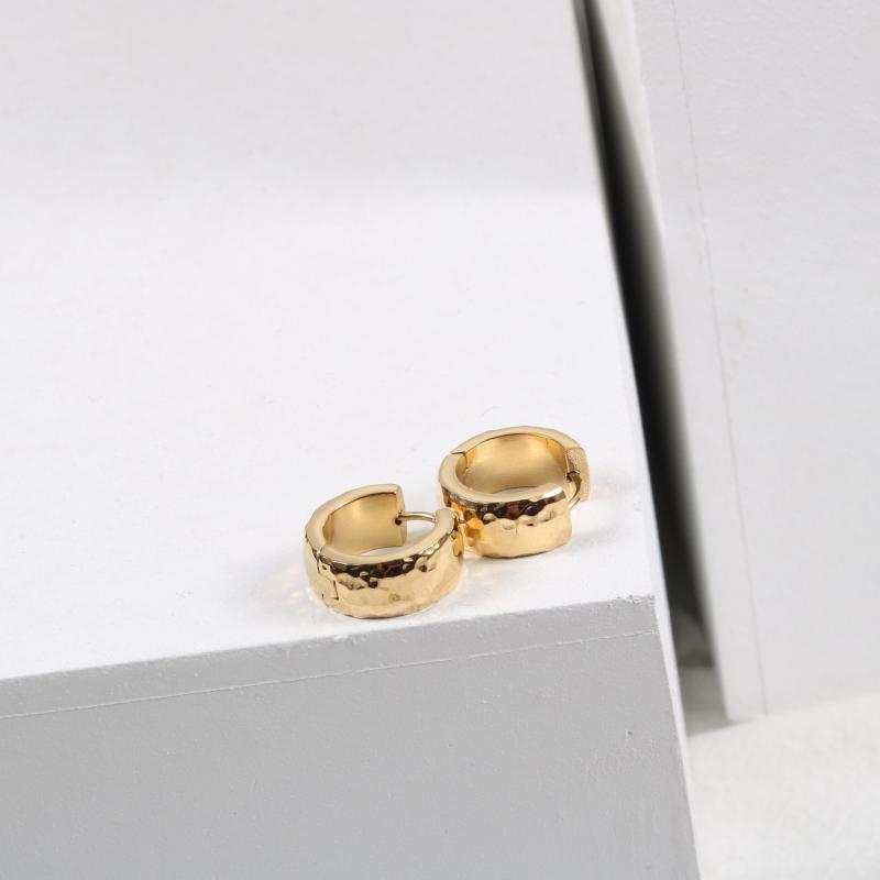 

Hoop & Huggie Stainless Steel Goth Gift For Women Hammer Earrigs Genuine Gold Earrings Plated Designer Boho Fashion Accessories Jewelry