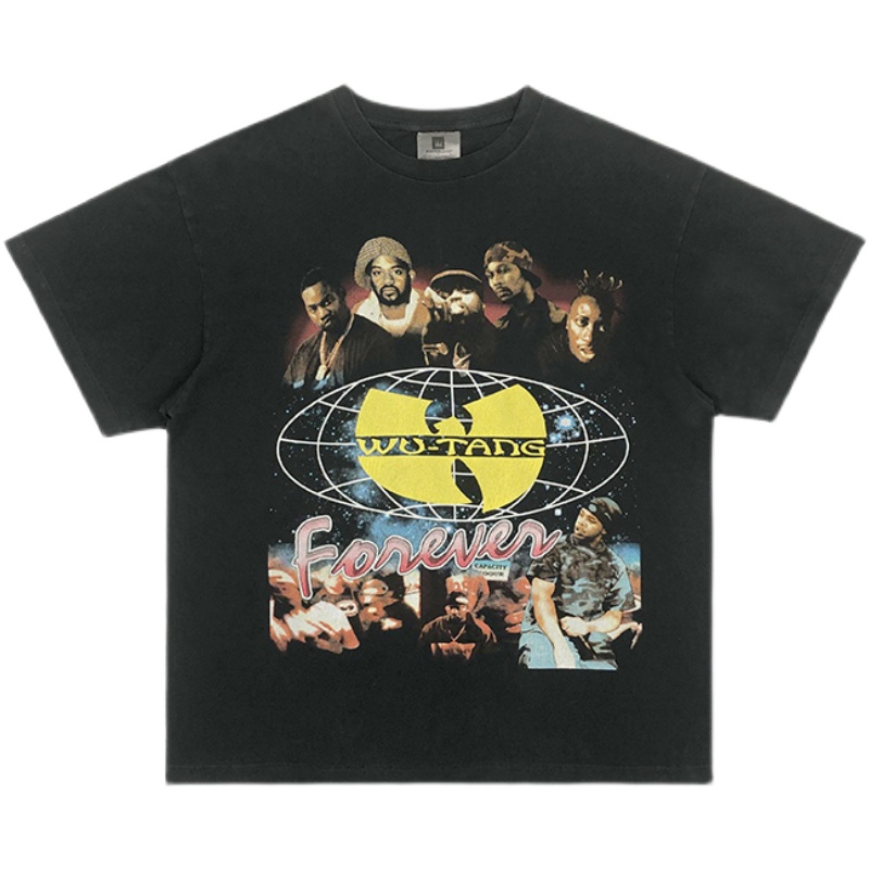 

Fear of god Metallica Vintage T-shirts Wu Tang Rap Hip Hop Band Short Sleeves Washed T Shirt Man Plus Size Men Women Oversize Rock Streetwear Tees Wholesale T-shirt, Black