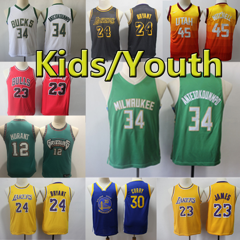 

Utah Jazz 45 Donovan Mitchell Kids Basketball Jerseys Chicago Bulls 23 Michael Jordan jersey Milwaukee Bucks 34 Giannis Antetokounmpo 23, Chicago bulls kids