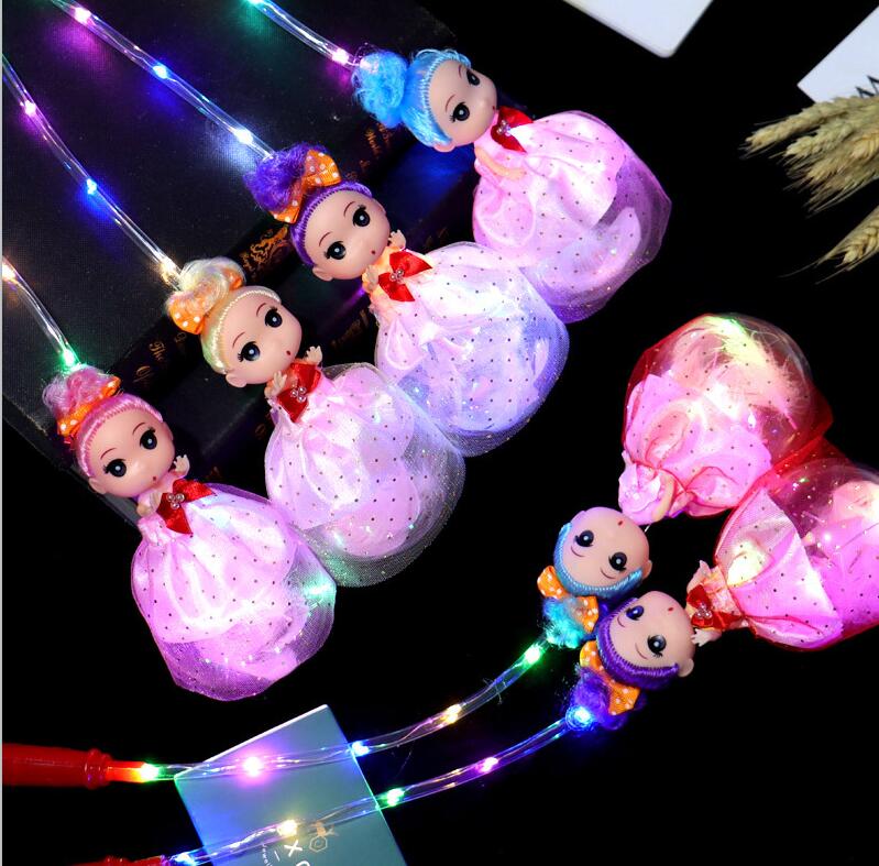 

For Baby Girl Luminous Princess Dolls Lantern Decompression Toy Party Favor Portable Doll Toys Starry Sky Ball Colorful Glitter Children's Gifts