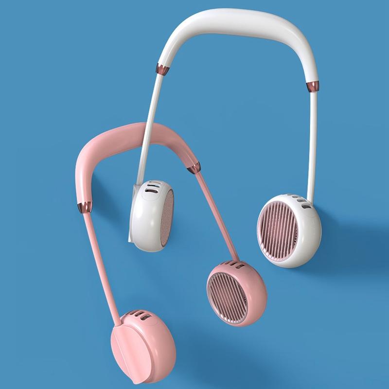 

Portable Hanging Necklace Fan USB Mini Personal Cooling Double Wearable Sports Halter Air Cooler Outdoor Electric Fans