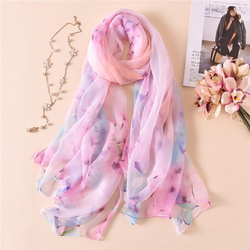 

Style Elegant And Atmospheric Scarf For Women, Long Print Thickening Sunscreen Silk Scarf, Fashion Trendy Warm Scarves, Blue;gray
