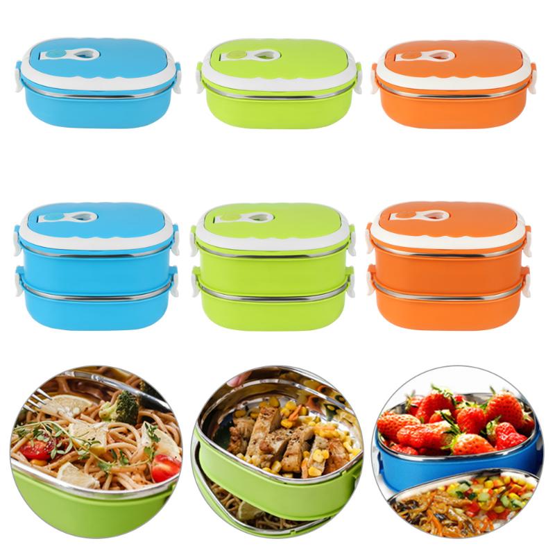 

Storage Bottles & Jars Stainless Steel 900/1800 Ml Food Warmer Box Kids School Lunch Thermal Insulated Container Eco-friendly Leak-proof