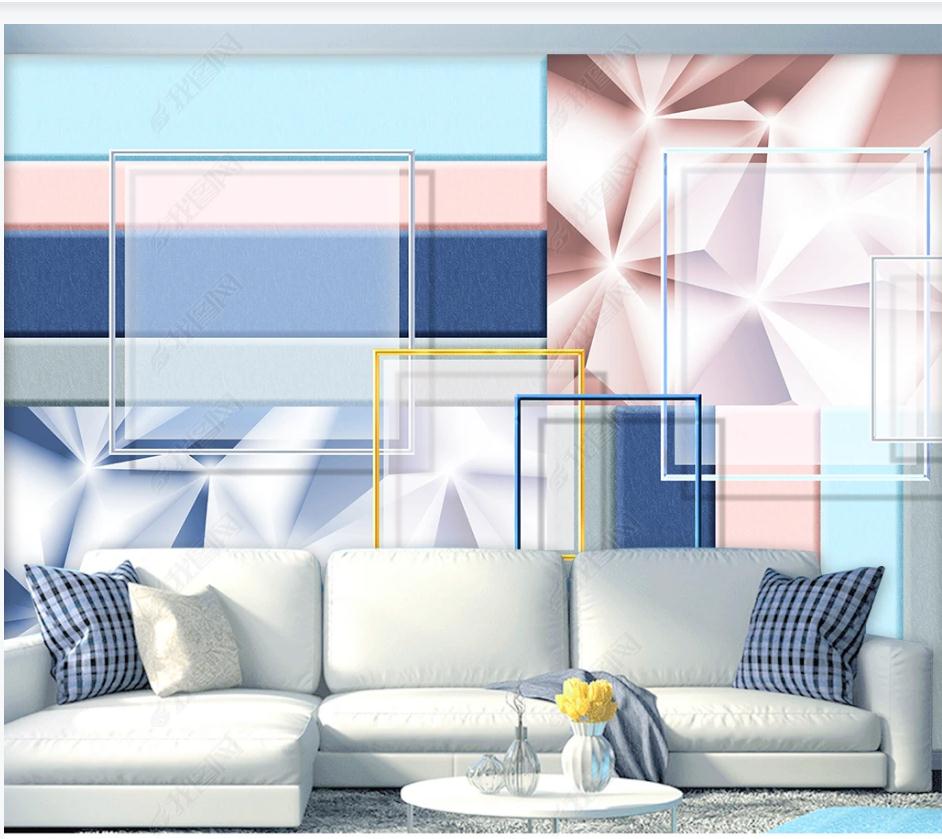 

living room Modern stylish geometric wallpapers 3D background wall stereoscopic wallpaper, Pink