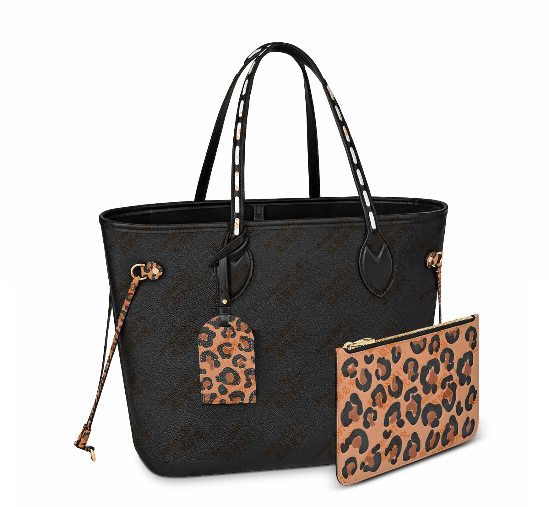 

31cm Shopping Bags Handbag Purse Leopard Print Cowhide Genuine Leather Shoulder Bag Handbags Purses Clutch Coin Wallet, Customize