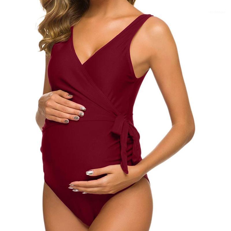 Women's Swimwear Maternity One Piece Halter V Neck Pregnancy Monokini Swimsuits Pregnant Woman Bikini Bathing Suit Tankinis Beachwear-image-736380234