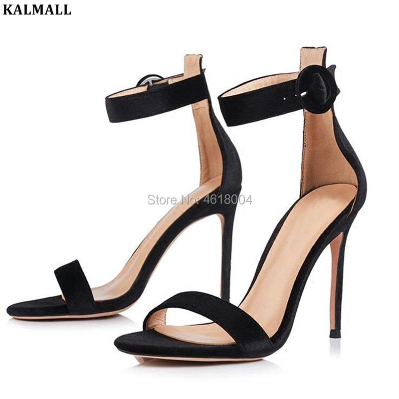 

Summer Party Dress Sandals Women Button Strap High Heels Open Toe Stilettos  Cm 8 Celebrity Prom, Black