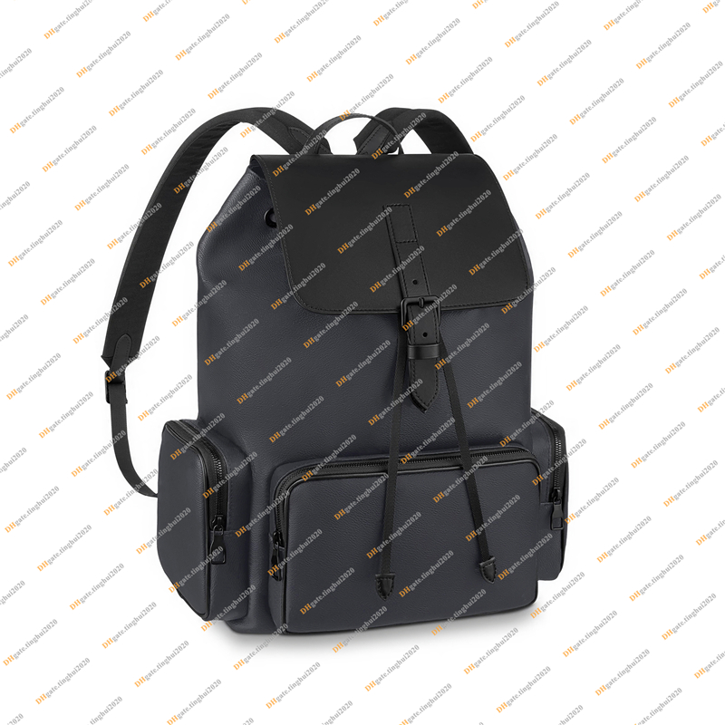 

Men Fashion Casual Designe Luxury TRIO Backpack Schoolbag Rucksack Travel Bag High Quality TOP 5A M45538 Pouch Purse, Black flower / with dust bag