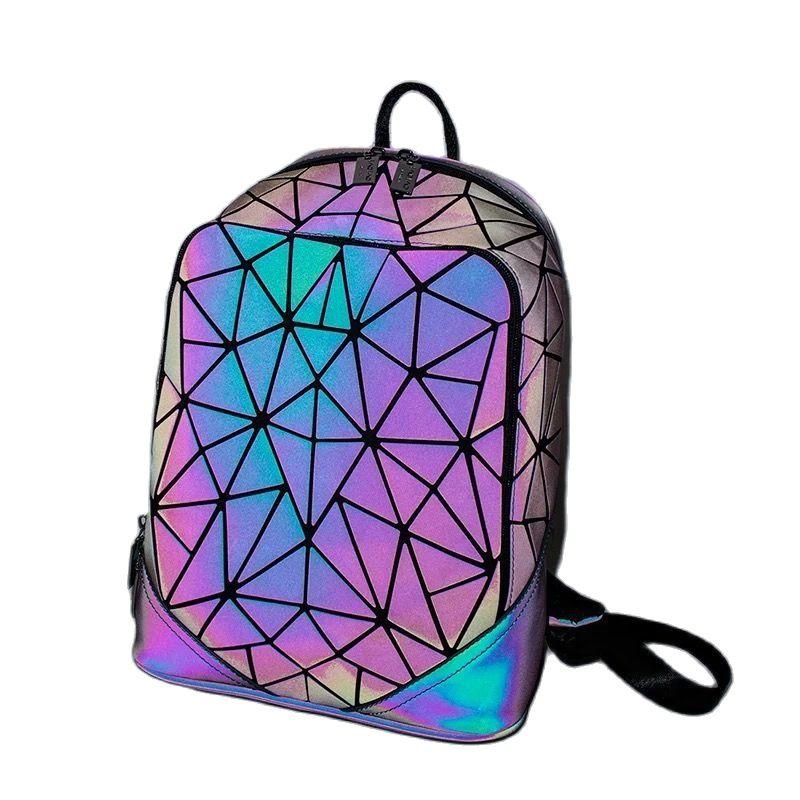 

Stylish Neutral Laser Color Changing Shoulders White Collar Travel Bag For Students Backpacks Women Canvas Backpack Men