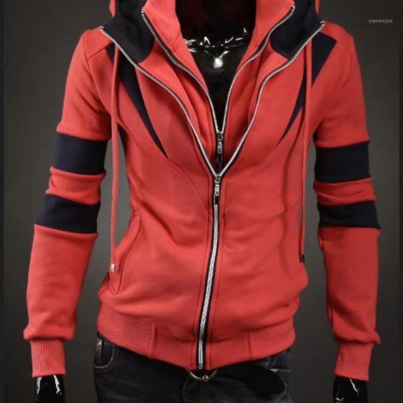 

Men's Hoodies & Sweatshirts 2021 Youth Autumn And Winter Slim Hooded Sweater Oblique Color Matching Shirt Contrast Fake Two Coats, Gray