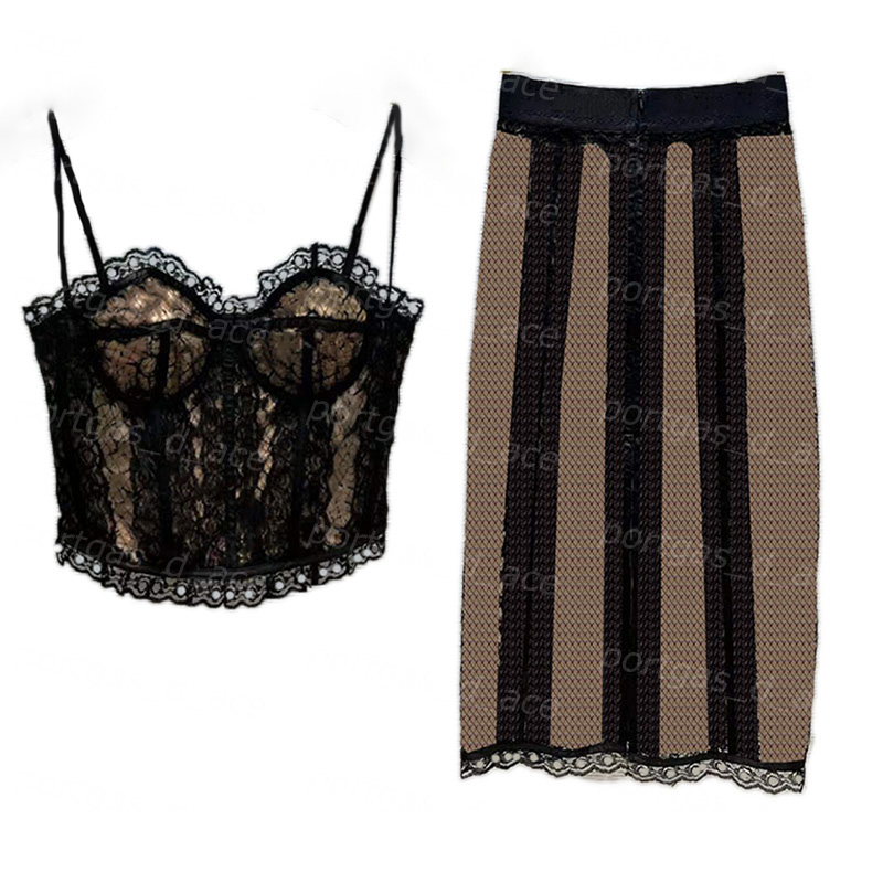 

Embroidery Lace Bustiers Dress Womnens Black Sexy Push Up Sling Corset Tops Vintage Summer Back Slit Long Skirts