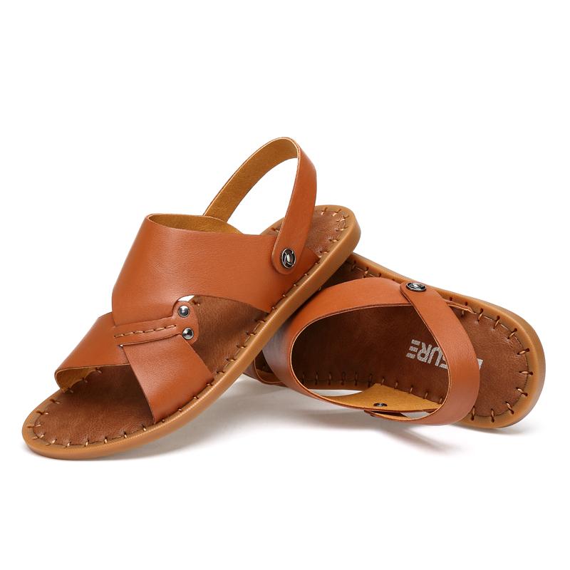 

Sandals Couple Sandals-men Safety Para Leather Man Male Homme Flip Romanas De Roman Sport Mens Zandalias Outdoor Sandal Sandels, Black