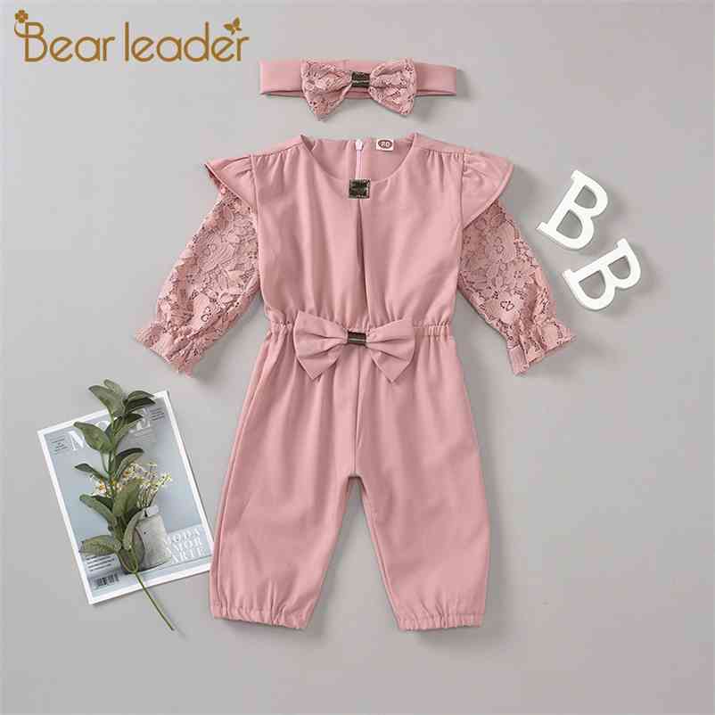 

1- born Infant Baby Boy Girl Sets Autumn Clothes Jumpsuit with Headband Outfits Bow Girls 210429, Ah1088black
