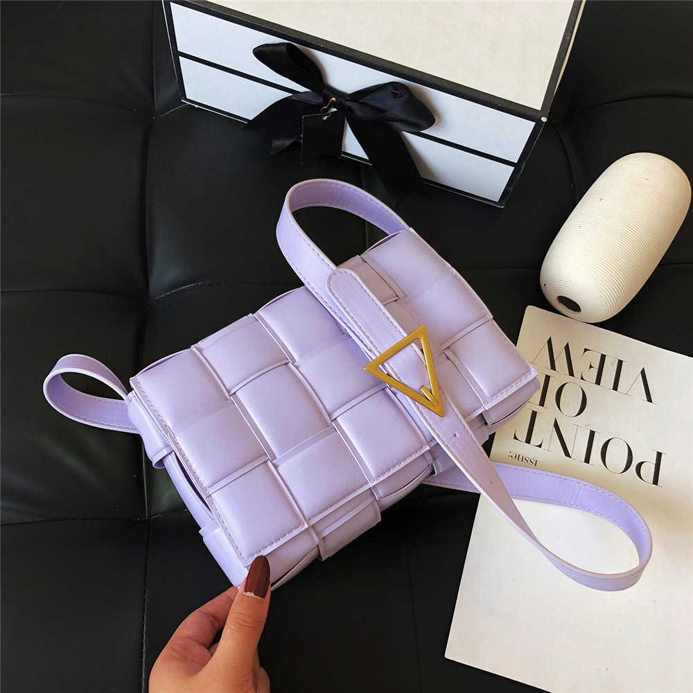 

Woven Design Crossbody Bags For Women 2021 Fashion Trend PU Leather Shoulder Bag Solid Color Soft Purses And Handbags Female Bag C0528, White