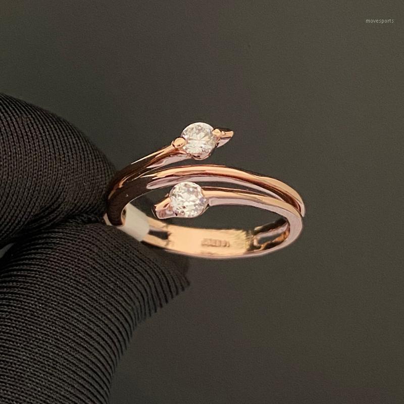 

Wedding Rings SALE Fashion Rose Gold Color Jewelry Lady 2 Stone Austrian Crystal For Women Top Quality Gift Party1