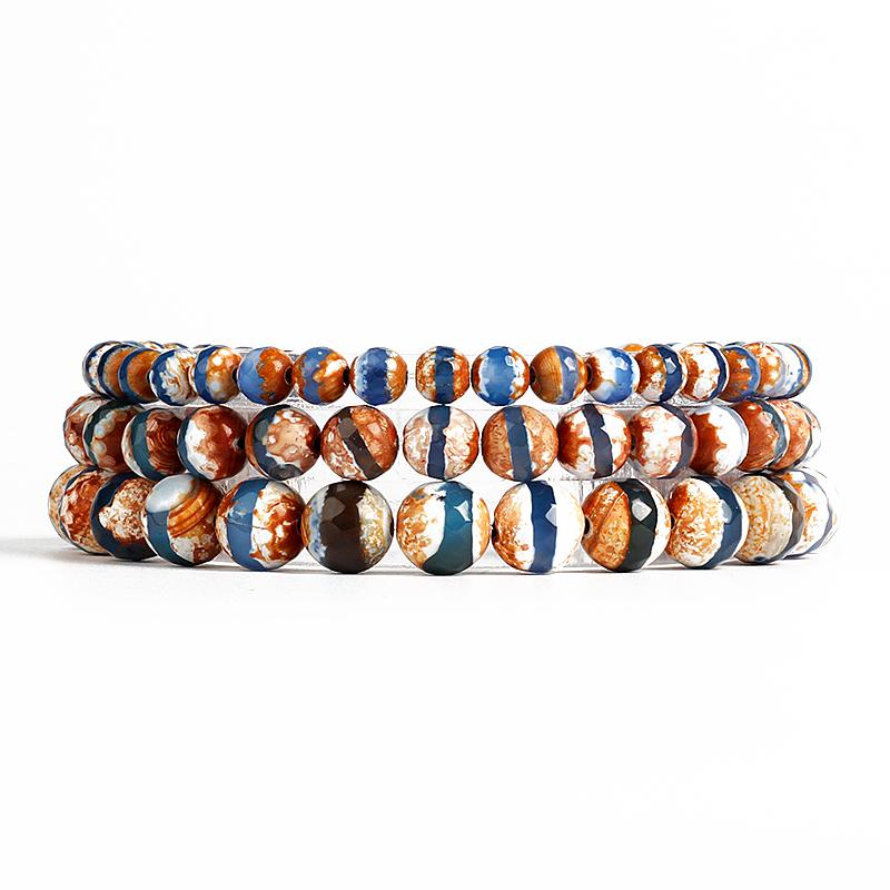 

Beaded, Strands Fashion Tibetan Agates Bracelets Men Nature Stone Blue Eye Beads Energy For Women Reiki Amulet Yoga Healing Jewelry