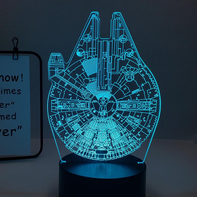 

Night Lights Millennium Falcon 3D LED USB 7 Colours Touch With Remote Illusion Table Lighting Gifts For Home Decorative Light