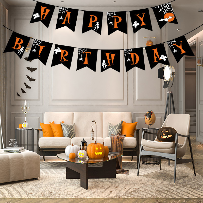 

party spiral halloween letter flag pulling pvc pendant