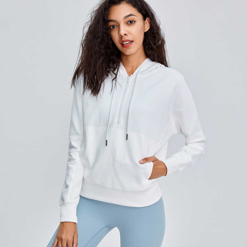 

Sportswear Women's Running Training Yoga Hoodies Long Sleeve Fitness Coat Suit Top Half Zipper Casual Workout Gym Hooded Sweater, Light green