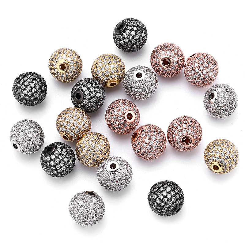 

CZ Spacer Round Bead 6mm 8mm 10mm Brass Micro Pave Cubic Zirconia Beads for Jewelry Making Diy Charms Bracelet