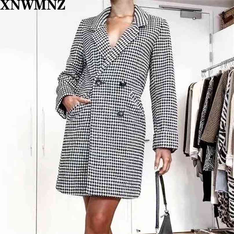 

Women Fashion Office Wear Double Breasted Blazers Coat Vintage Long Sleeve Pockets Female Outerwear Chic Tops 210520, Black