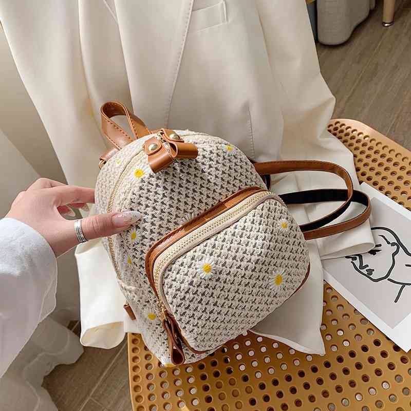 

Net red girl bag 2021 popular new fashion Korean Shoulder Messenger Bag Fashion straw Backpack, White