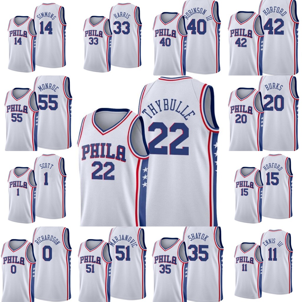 

Philadelphia 76ers Men Alec Burks Mike Scott Boban Marjanovic Marial Shayok Greg Monroe James Ennis III Jersey, Black