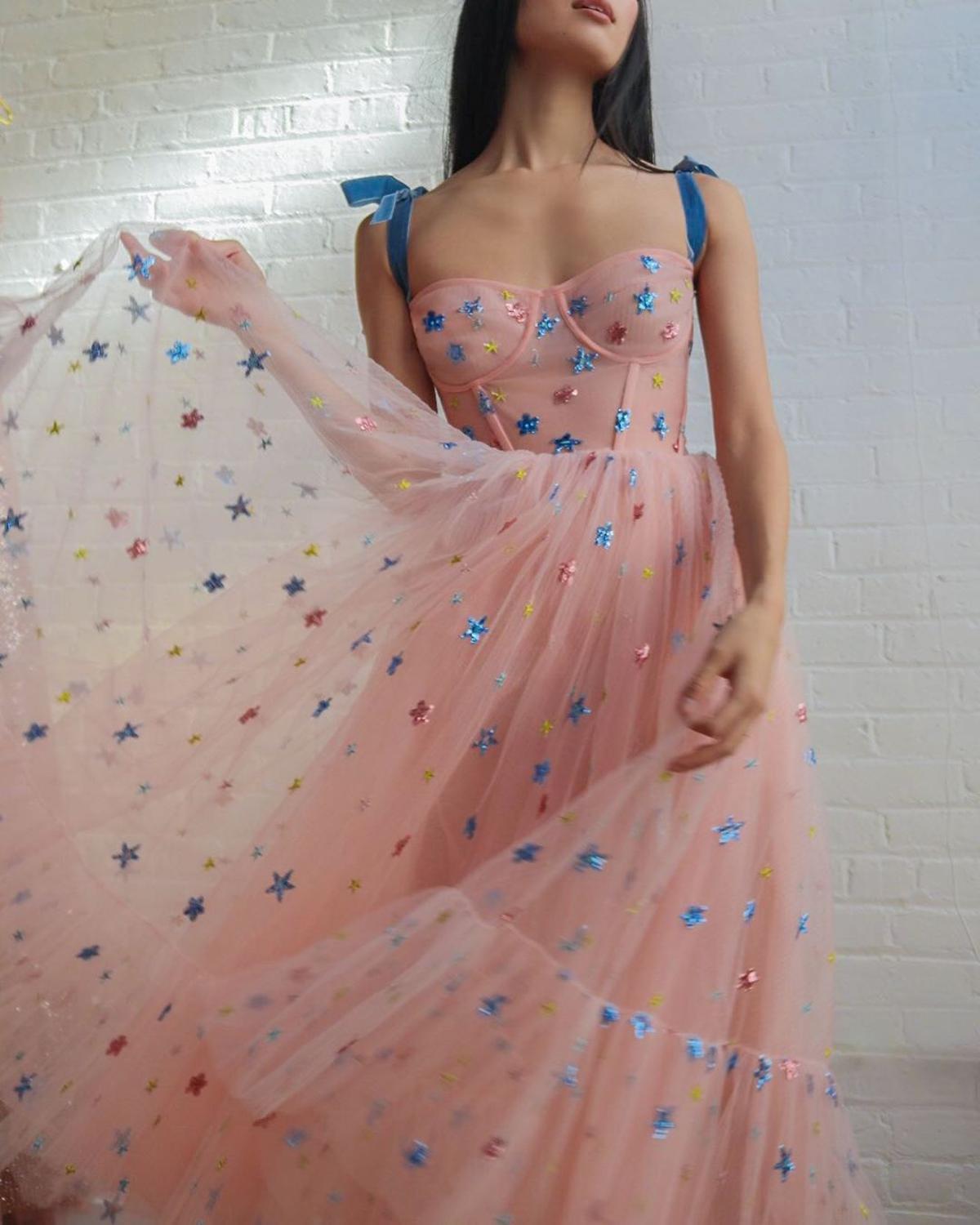 

Simenual Neon Clothes Fashion Vintage Casual Sundress French Dress Pink Star Elegant Dresses For Summer Sexy Club Outfits 210525